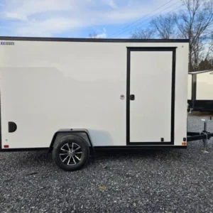 2026 ITI Cargo 6ft x 12ft Enclosed Cargo Trailer - Blackout Package, Black Aluminum Wheels - front view