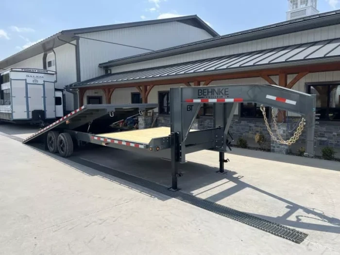 2025 Behnke Gravity Tilt Deckover Trailer - 102in x 28ft, 24,000 GVWR, Torsion Axles - front view