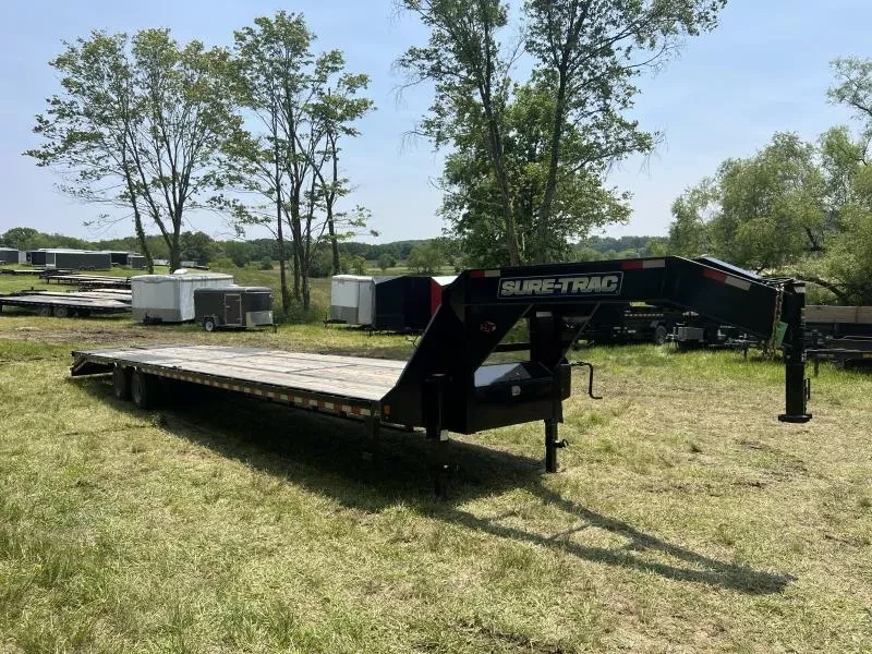 2023 Sure-Trac Gooseneck Deckover Trailer - 102in x 30ft, 30,000 GVWR, 15K Axle Upgrade, Pierced I-Beam Frame - interior view