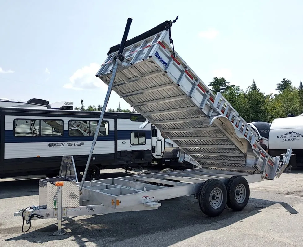 2025 Mission Trailers 7×16 14K Aluminum Hydraulic Dump w/Ramps, HD D-Rings, Barn Doors, Tarp Kit