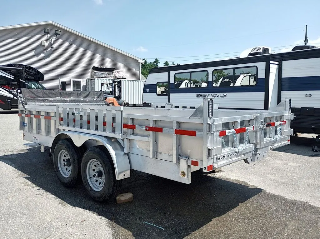 2025 Mission Trailers 7×16 14K Aluminum Hydraulic Dump w/Ramps, HD D-Rings, Barn Doors, Tarp Kit