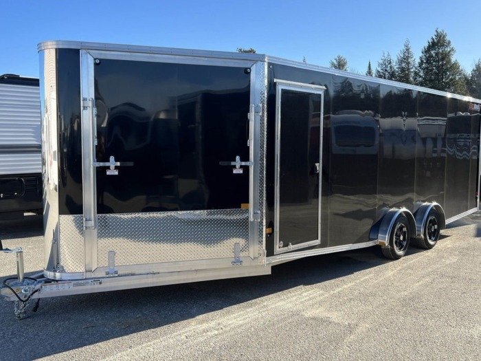 2024 Sno Pro 7.5×22 Aluminum 4-Place Drive In/Out w/Extra Height, Mats & Guides, Canopy