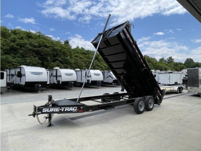 2025 Sure-Trac 7x16 Dump Trailer 15400# GVW - 7GA Floor, Tele Hoist - front view