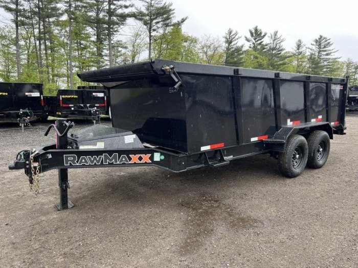 2024 RawMaxx Trailers 7X16 14K Powder Coated Dump w/ Tarp Kit