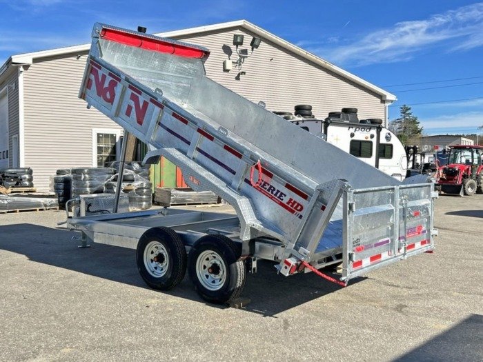 2024 N&N Trailers 7×14 14K Galvanized Hydraulic Dump w/Ramps, 2-Way Spreader Gate, Tarp Kit
