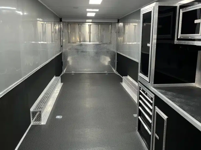 Enclosed Car Trailer 2025 34ft. w/Large Corner Bathroom, Electric Awning, Aluminum Wheels, & More! 0178