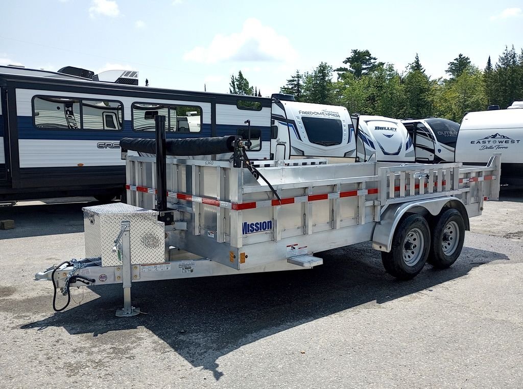 2025 Mission Trailers 7×16 14K Aluminum Hydraulic Dump w/Ramps, HD D-Rings, Barn Doors, Tarp Kit